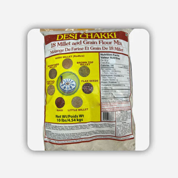 Desi Chakki 18 mélange de farine de millet et de céréales (4,54 kg)