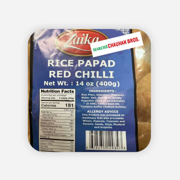 Zaika Riz Papad Piment Rouge (400g)